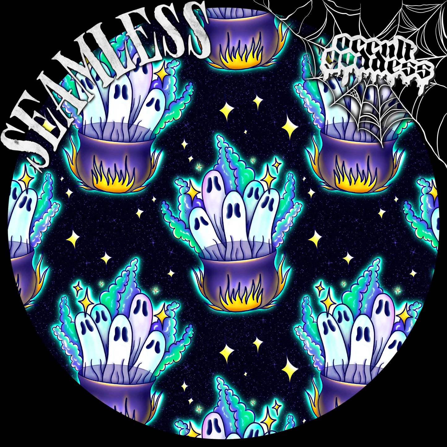 Ghosts Cauldron Seamless